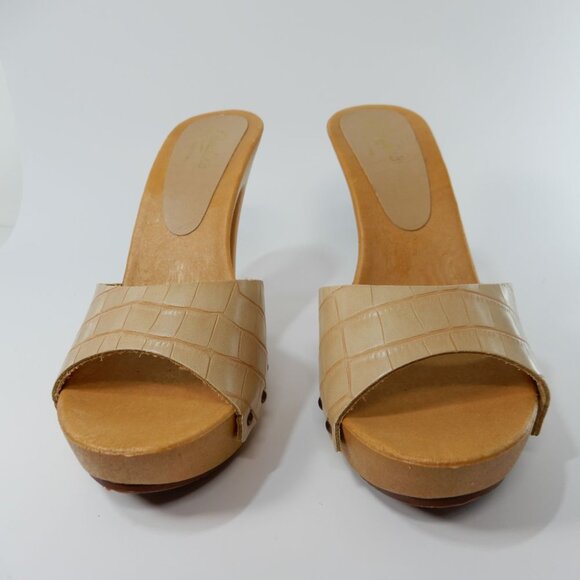 CANDIE'S Viviana Heeled Slide SANDALS Size 9 40 Beige Croco Vegan Retro NEW - Picture 4 of 14